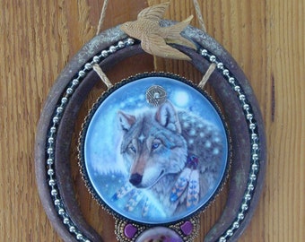 Horseshoe Wolf Spirit Hanging