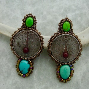 Turquoise and gaspite Earrings