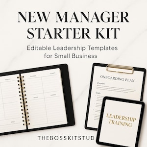 New Manager Starter Kit | Editable Leadership Templates for Small Business | 1:1 Agenda | Feedback Guide | Manager Planner