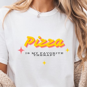 PIZZA is My Therapy, Favorite Therapy Tee, Retro Foodie Shirt, Funny Pizza Lover Gift, 90s Aesthetic Comfort Tee, Italian food Lover Gift