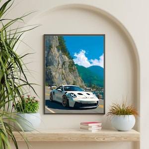 Porsche 911 GT3 RS (992) Poster - Wall Art - Car poster - Gift - Anime - Car Enthusiasts - gift for him - gift for her - garage art