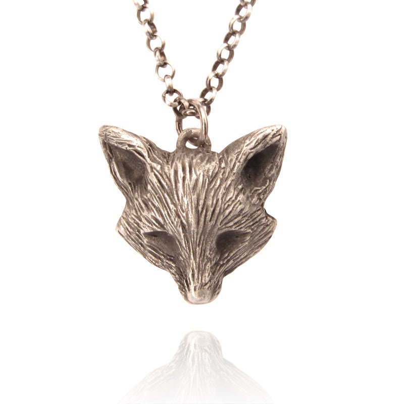 Furry Fox Necklace sterling silver fox pendant fox jewelry Etsy