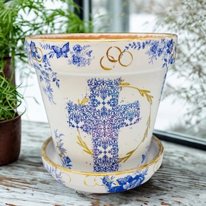 NEW Prayerful Joy Colorful and Artistic 6" Terracotta Flower Pot Planter | Gift Idea | Decoupage Art & Hand Painted Designs