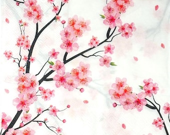 Cherry Blossoms Magnolia Napkins for Decoupage Art DIY Crafting Ideas Luncheon Size