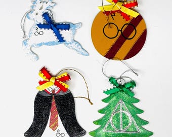 Whimsical Magician Inspired Wood Christmas Ornaments