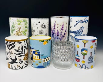 Artistic Makeup or Pencil Cup Organizer Unique Patterns for Vanity and Desk Decor