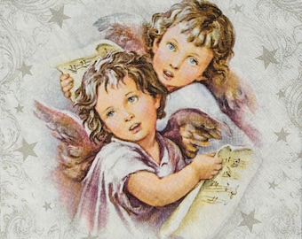 Pair of Angels Napkins for Decoupage Art DIY Crafting Ideas Luncheon Size