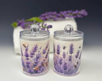 Vanity Jars with Lids 10 oz. Set of 2 Lavender Design