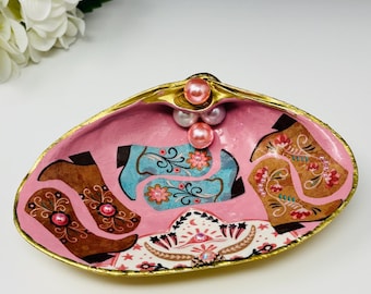 Cowboy Boots Extra Large Sea Shell Trinket/Jewelry Dish