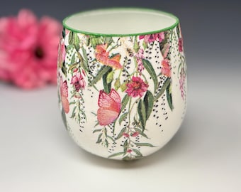 Votive Candle Holder Pink Garden