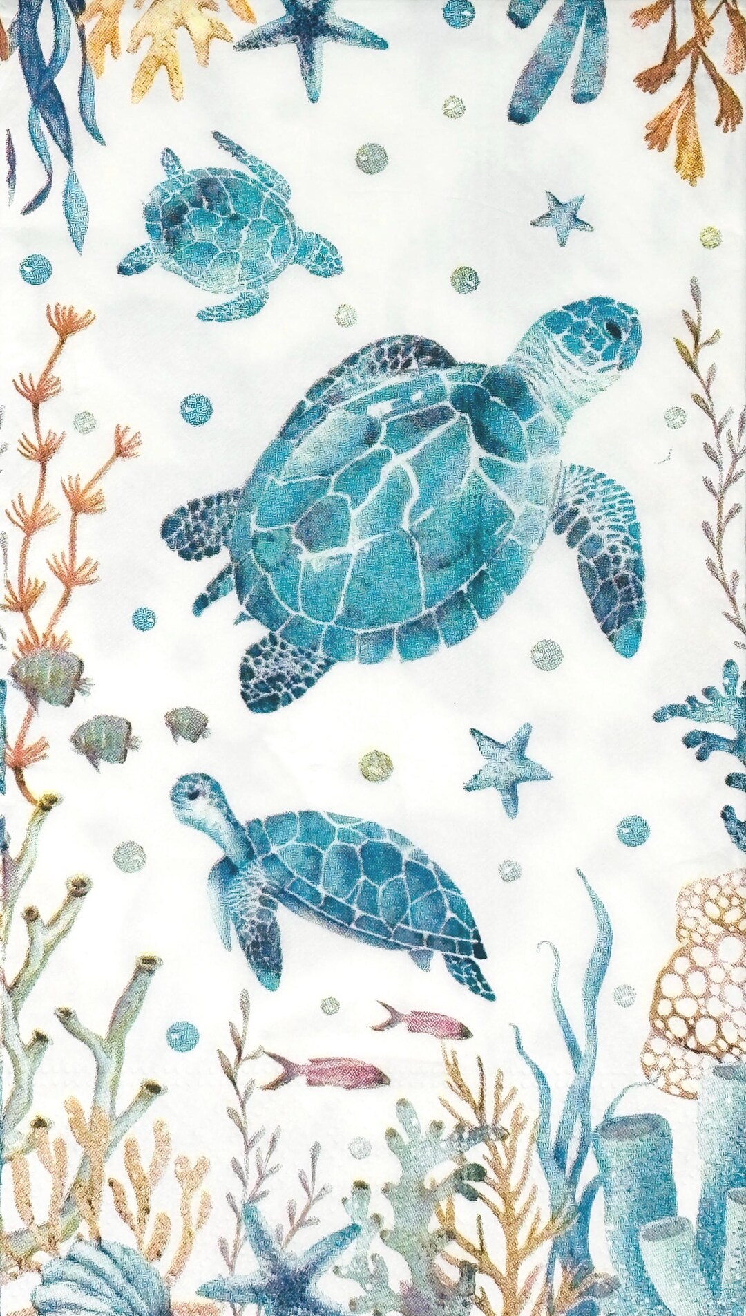 Turtle Napkin Tutorial Coastel Blue Turtle and Sea Napkins for Decoupage Art DIY Crafting ...