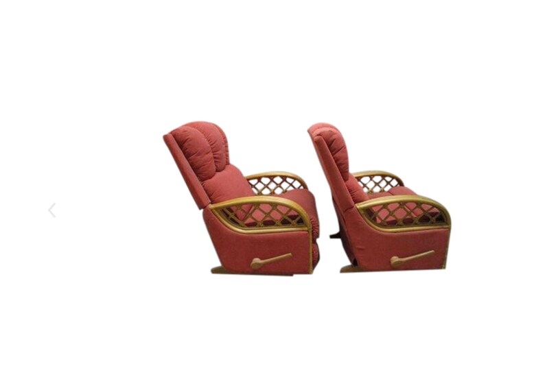 Paul Frankl Style Rattan Bamboo Recliner Chair A Pair Paul Frankl Style Rattan Bamboo Recliner Chair A Pair Image 0