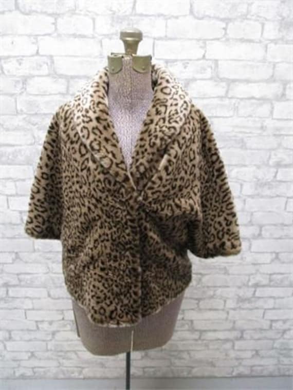 Faux leopard coat jacket cape Calvin KLein LARGE