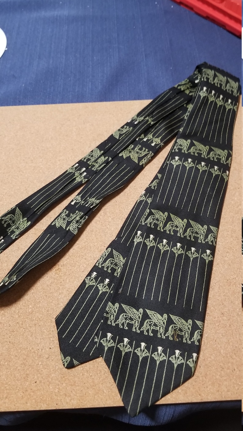 Mid century Pegasus gas horse french silk tie black