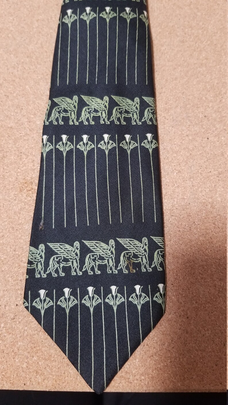 Mid century Pegasus gas horse french silk tie black
