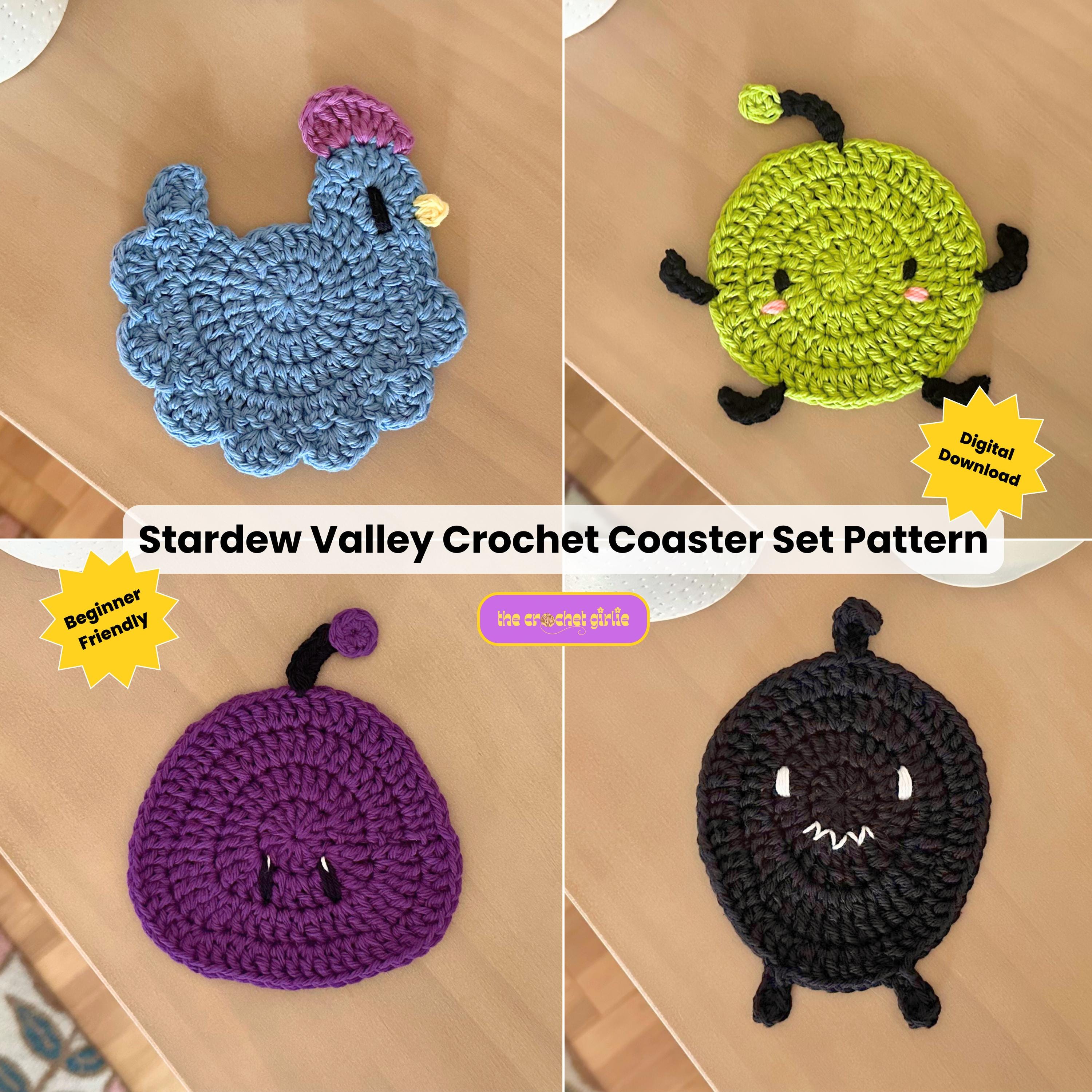 DIGITAL DOWNLOAD - Stardew Valley Crochet Coaster Pattern (bundle