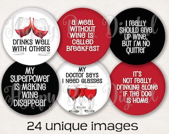 Wein Digital Collage Sheet - 1,313 Zoll Runde Kreise für 1 Zoll Buttons Magnete Badge Reels SOFORTIGER DOWNLOAD