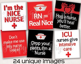 NURSES Digital Collage Sheet - Scrabble Size .75" x .83" for Scrabble Tile Pendants INSTANT DOWNLOAD