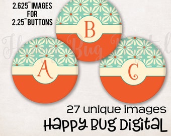 Hojas de collage digitales con espejo de bolsillo con monograma, 27 diseños, círculos de 2,625" para espejos de 2-1/4" y 2,25 pulgadas