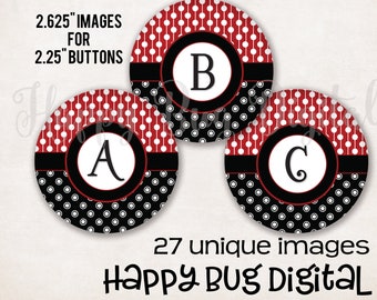 Monogram Pocket Mirror Digital Collage Sheets - 27 Designs  2.625" Circles for 2-1/4" Mirrors 2.25 Inch