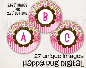 Monogram Pocket Mirror Digital Collage Sheets - 27 Designs  2.625" Circles for 2-1/4" Mirrors 2.25 Inch