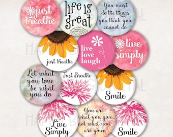 SAYINGS #1 Digital Collage Sheet - 3.451" Circles for 3" Buttons  INSTANT DOWNLOAD