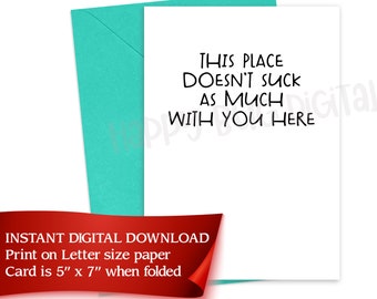 Work Anniversary or Coworker Birthday Greeting Card DIGITAL DOWNLOAD ONLY