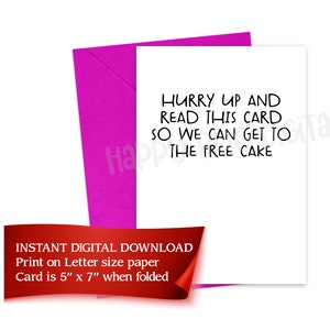 Tarjeta de felicitación de pastel gratis de cumpleaños SÓLO DESCARGA DIGITAL