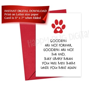 Pet Loss Sympathy Card TÉLÉCHARGEMENT NUMÉRIQUE UNIQUEMENT
