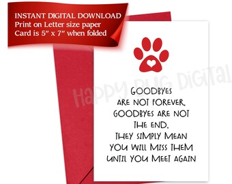 Pet Loss Sympathy Card DIGITAL DOWNLOAD ONLY
