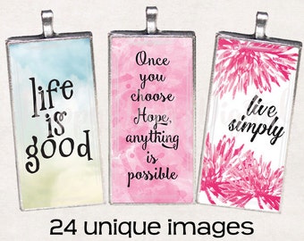 Sayings #1 Graphics Digital Collage Sheet - 1" x 2" Domino Tile Size for Pendants INSTANT DOWNLOAD