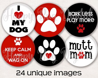 All About DOGS Digital Collage Sheet - 3.451" Circles for 3" Buttons  INSTANT DOWNLOAD
