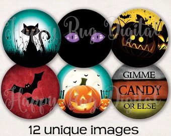Halloween Digital Collage Sheet - 1.313 inch Round Circles for 1" Inch Buttons Magnets Badge Reels INSTANT DOWNLOAD