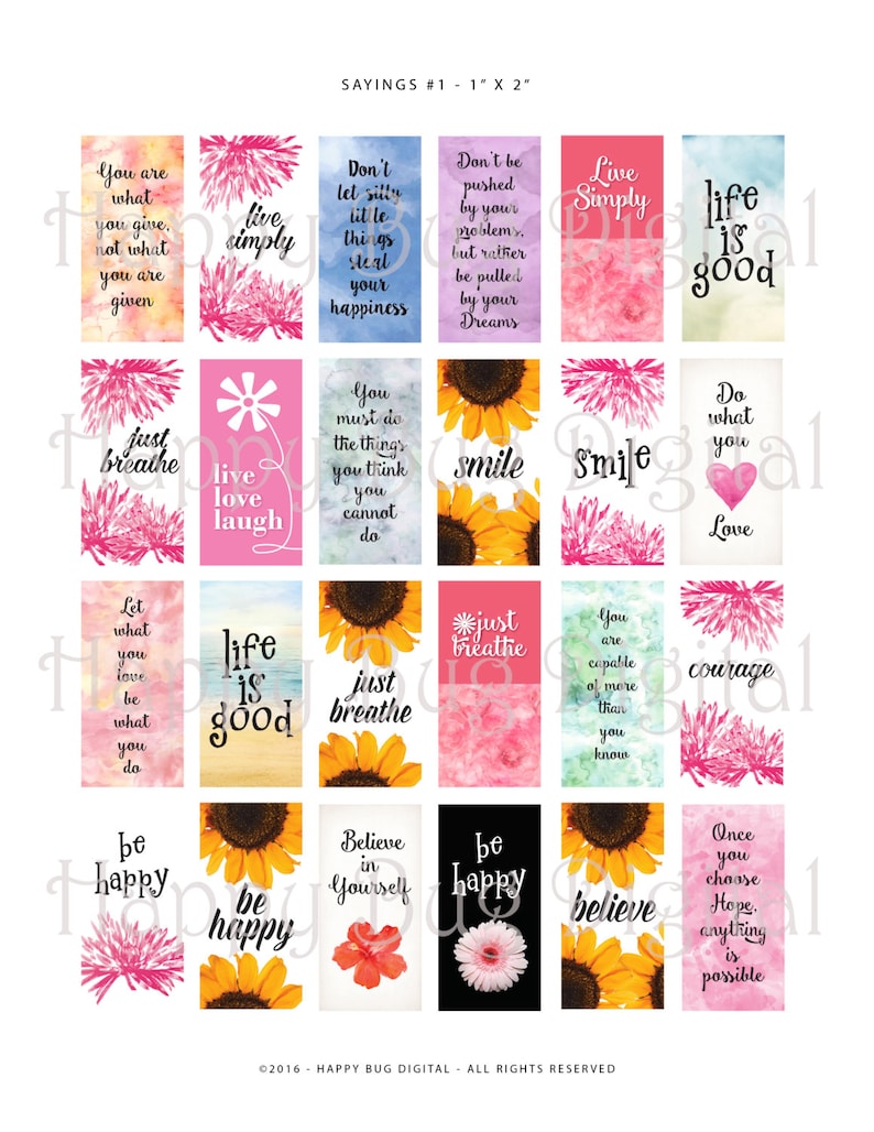 Sayings #1 Graphics Digital Collage Sheet - 1" X 2" Domino Tile Size ...
