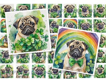 St. Patrick's Pug Clipart 35 Images Instant Digital Download