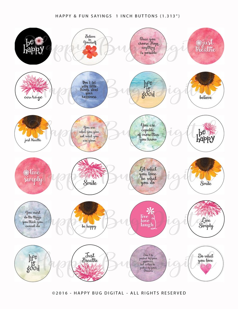 Sayings 1 Graphics Digital Collage Sheet 1 Round - Etsy