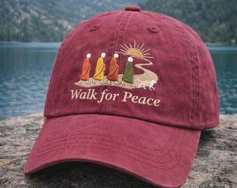Walk For Peace Hat, Peace Walking Monks Hat, Buddhist Monks Compassion, Spiritual Zen Hat, Zen Z Aesthetic Peace Advocate