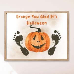 Baby Footprint Pumpkin Art: First Halloween Keepsake (Digital Download, Printable PDF). Nicu Footprints Gift