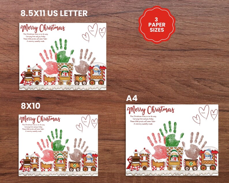 Gingerbread Train Handprint Christmas Card: Sibling Xmas Handprint ...