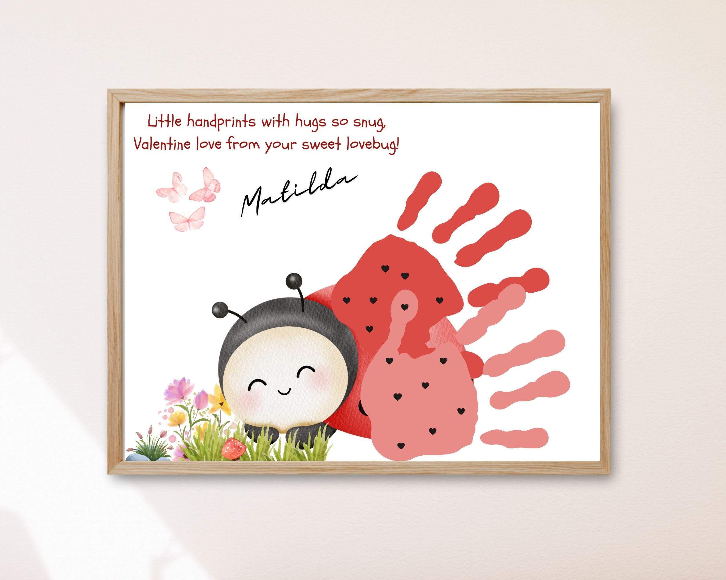 Love Bug Handprint Art Valentine's Day Kids Keepsake Printable,…