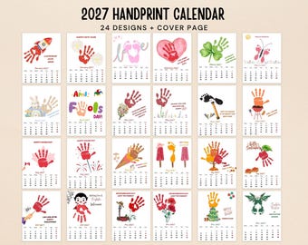 Canada 2027 Handprint Calendar Keepsake: Baby's First Year Memory Book Gift (Printable Digital Download)