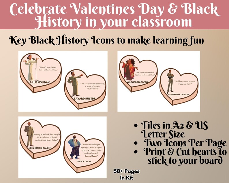 Black History Month Valentine's Day Bulletin Board Kit, Hearts ...