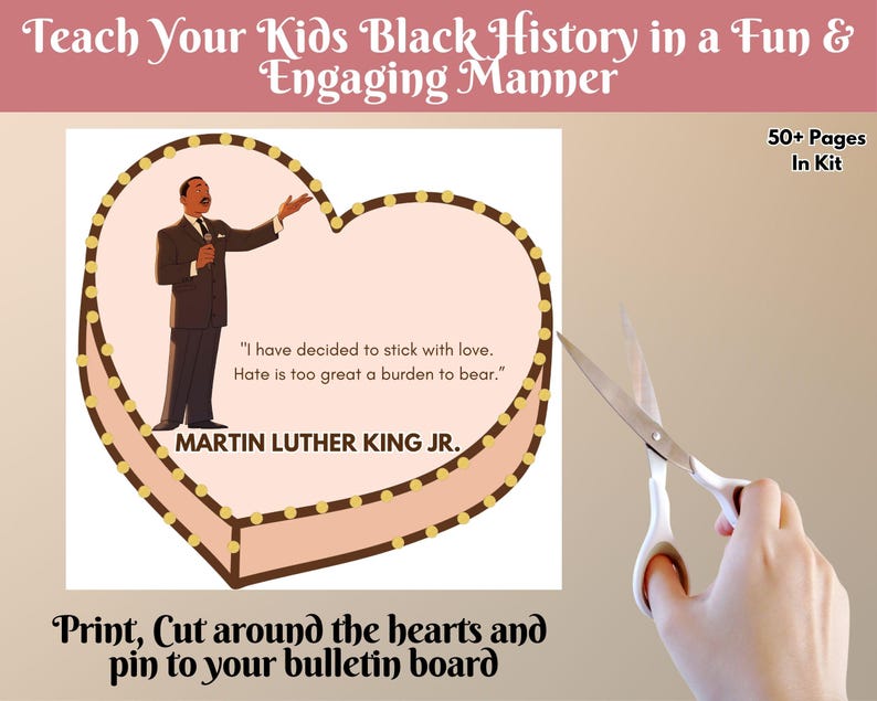 Black History Month Valentine's Day Bulletin Board Kit, Hearts ...