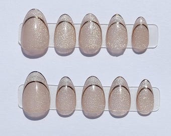 Chrome outline french - Press On Nails - customizable chrome