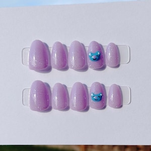 3d Koya - Purple Glitter - BTS-Themed Press On Nails