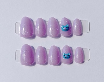 3d Koya - Purple Glitter - BTS-Themed Press On Nails