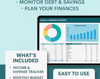Smart Finance Tracker | Budget Planner Spreadsheet | Google Sheets ,Excel | Monthly Income, Expenses ,Savings Template