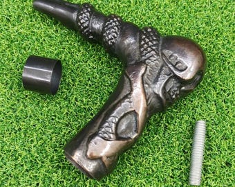 Skull-Style Handle Walking Cane Gothic Wooden Stick Gift for Men