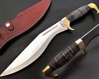 Couteau Kukri 16" fait main | Acier CP, manche en ébène, étui en cuir-cadeau pour lui