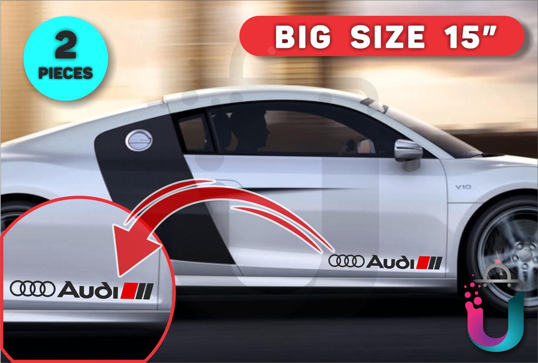 Audi Vip Sticker 2x Audi Racing 15 Inch Badge Decals – Vinyl Sticker Pair for Car Side ...